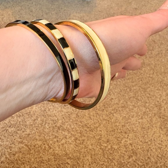 Kate Spade Black, Ivory, and Gold Bangle Set - Picture 2 of 4